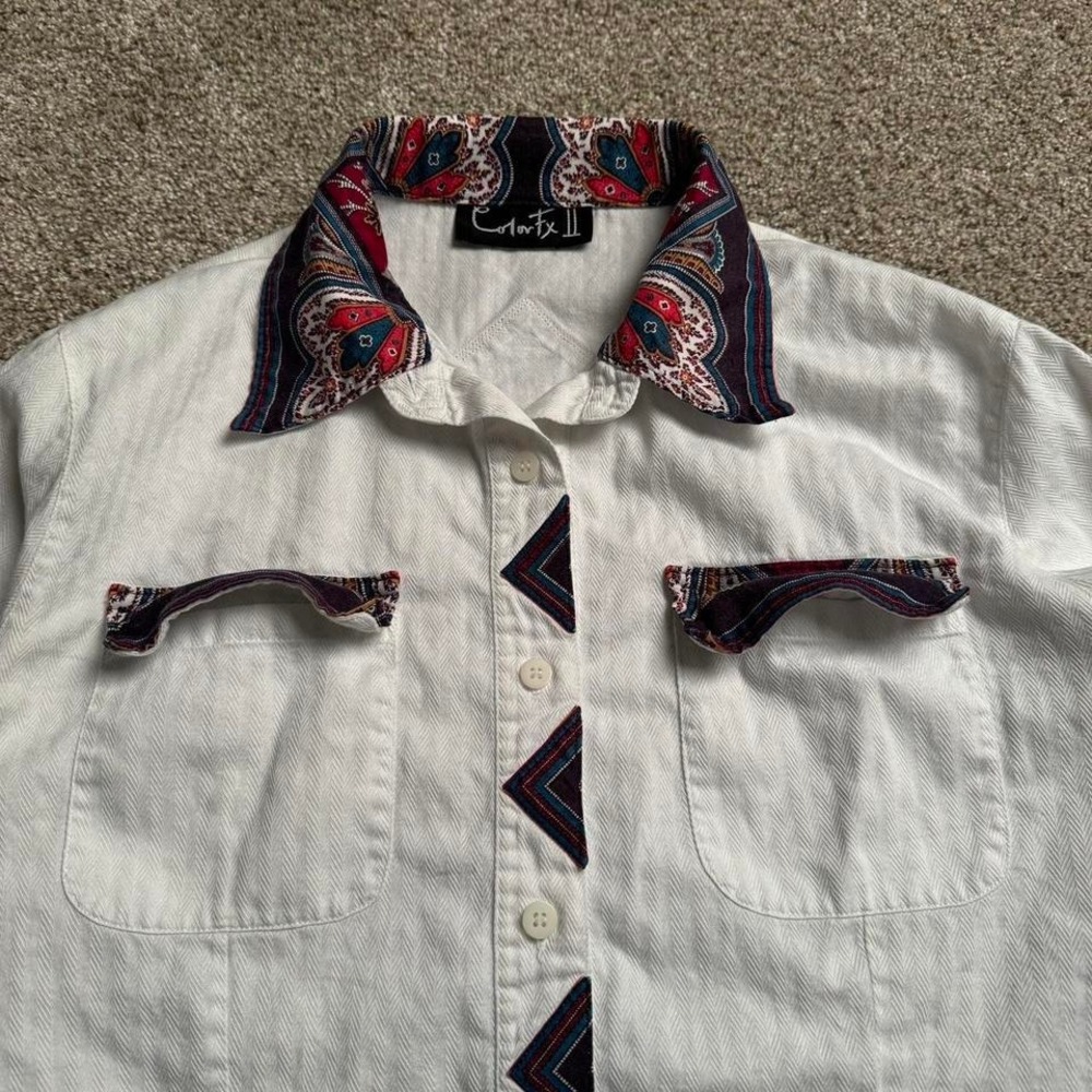 **SOLD** COLOR FX II HERRINGBONE "WESTERN" SHIRT - Picture 3 of 6